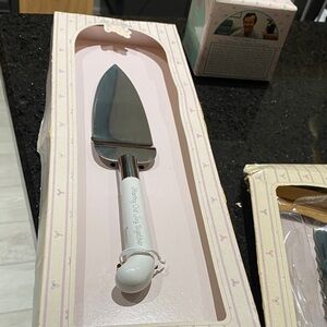 Precious Moments White and Silver Cake Server